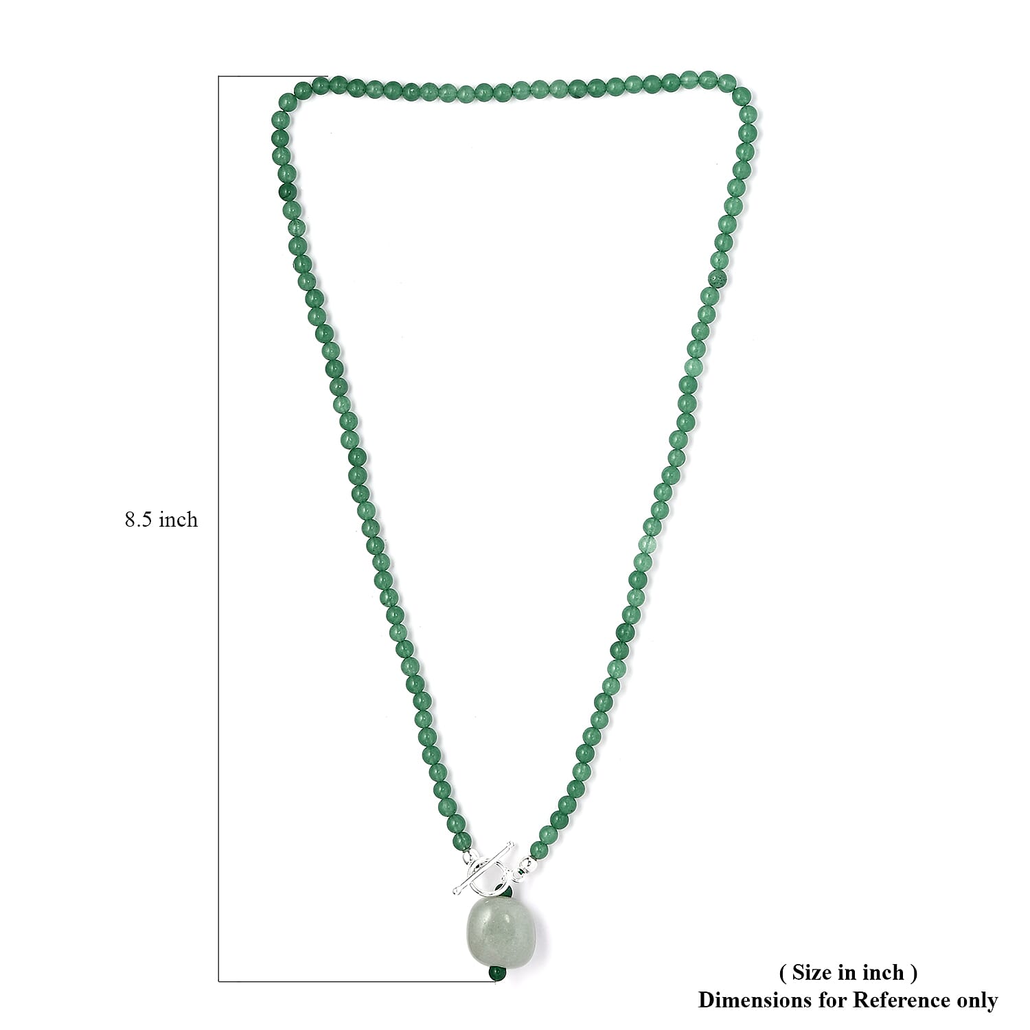 Green Aventurine Beaded Necklace 20 Inches in Sterling Silver 90.00 ctw