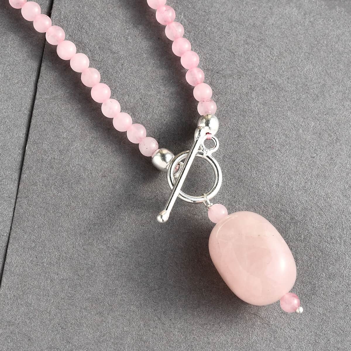 Galilea Rose Quartz Beaded Necklace 20 Inches in Sterling Silver 60.85 ctw image number 1