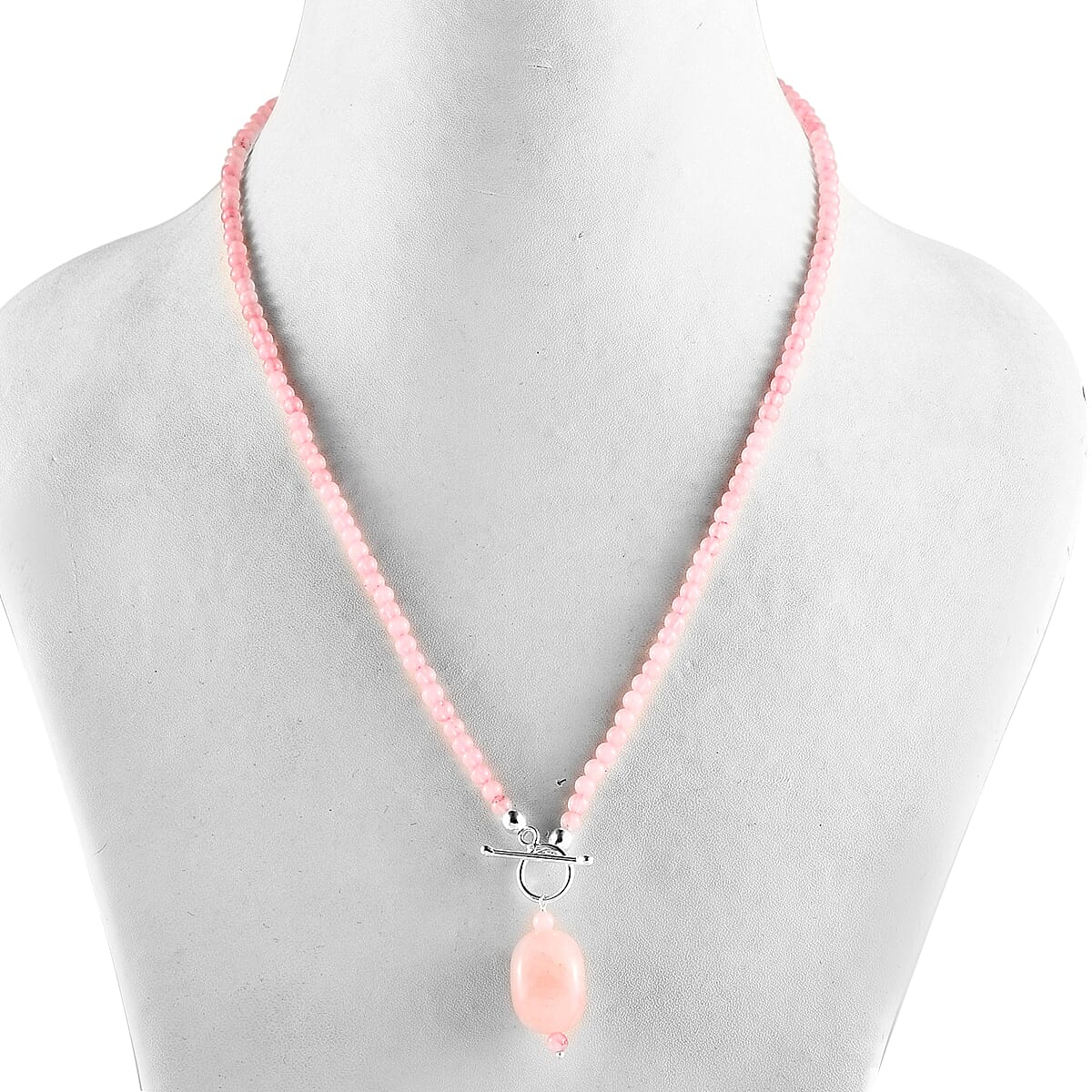Galilea Rose Quartz Beaded Necklace 20 Inches in Sterling Silver 60.85 ctw