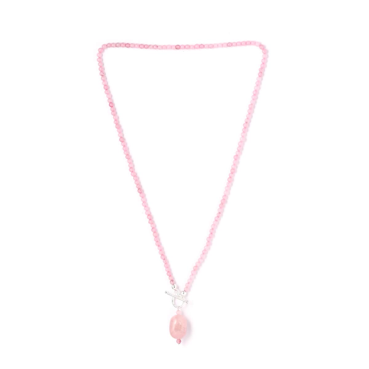 Galilea Rose Quartz Beaded Necklace 20 Inches in Sterling Silver 60.85 ctw image number 3