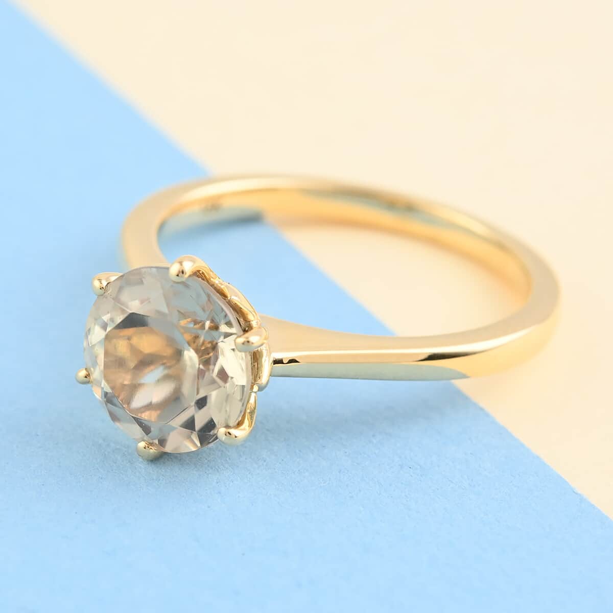 Certified & Appraised ILIANA 18K Yellow Gold AAA Turkizite Solitaire Ring 3.40 Grams 2.25 ctw image number 1