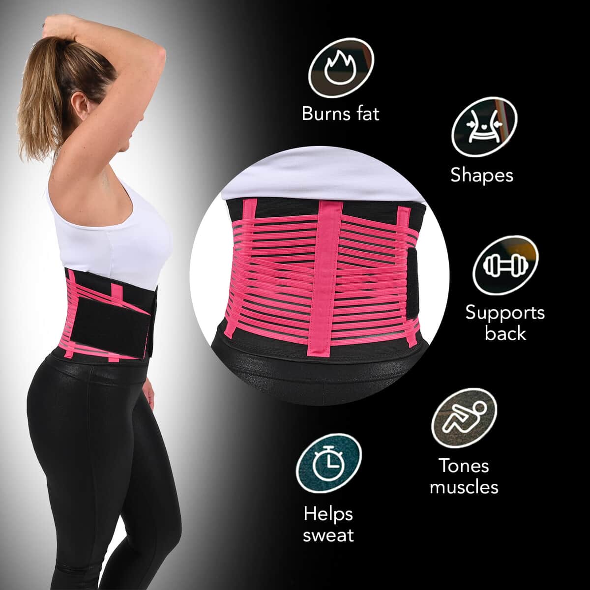 Letsfit Pink Waist Trainer Lumber Support Belt with Measuring Tape - S image number 1
