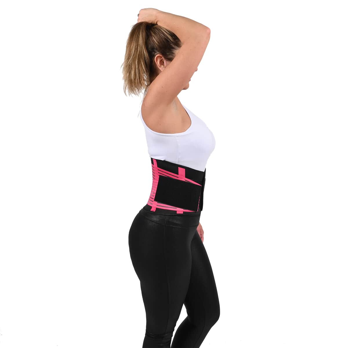 Letsfit Pink Waist Trainer Lumber Support Belt with Measuring Tape - M image number 1