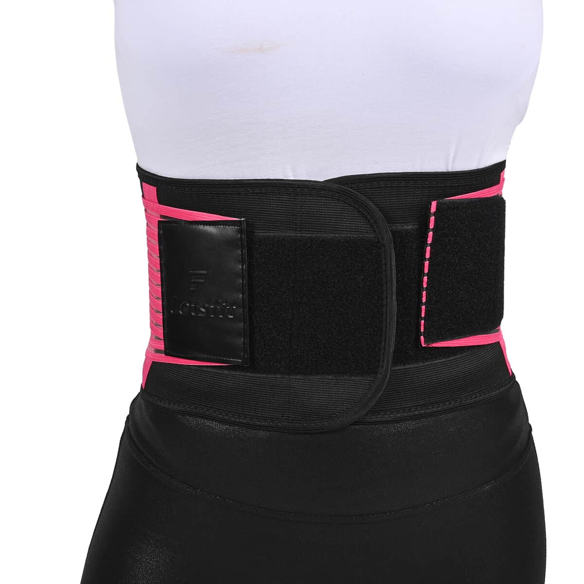 Letsfit Pink Waist Trainer Lumber Support Belt with Measuring Tape - M image number 3