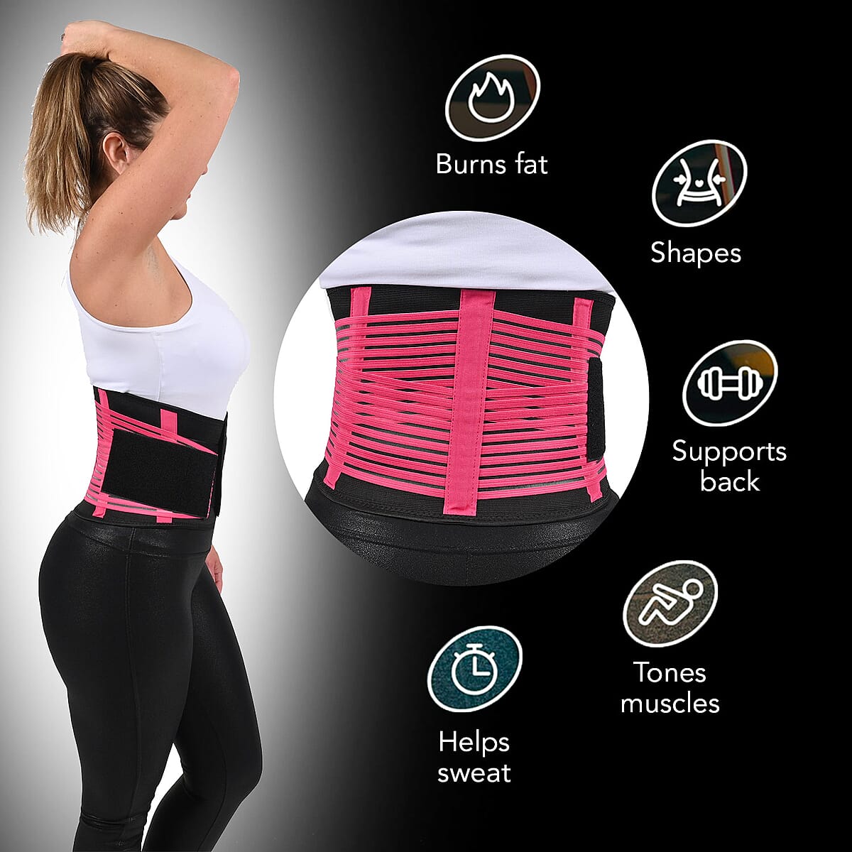 Letsfit Pink Waist Trainer Lumber Support Belt with Measuring Tape - XL image number 1