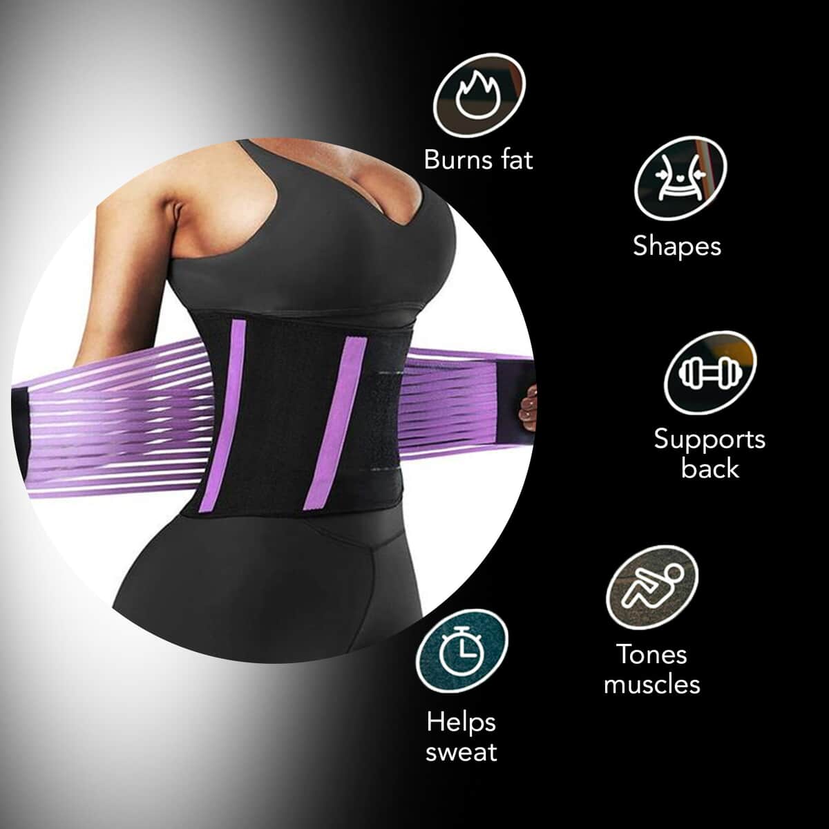 Letsfit Purple Waist Trainer Lumber Support Belt with Measuring Tape - M image number 1
