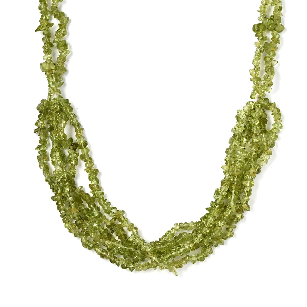 Peridot Chips Multi Row Necklace 20 Inches in Sterling Silver 324.90 ctw image number 0