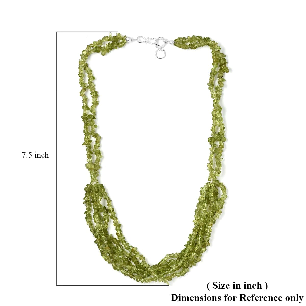 Peridot Chips Multi Row Necklace 20 Inches in Sterling Silver 324.90 ctw image number 5