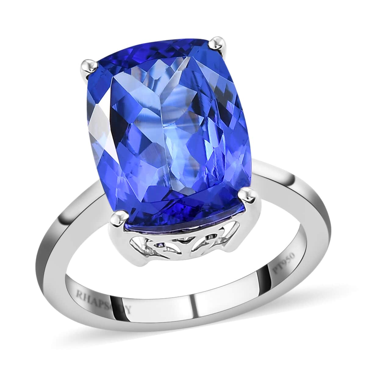 RHAPSODY 950 Platinum AAAA Tanzanite Solitaire Ring (Size 7.0) 6.40 Grams 7.50 ctw image number 0