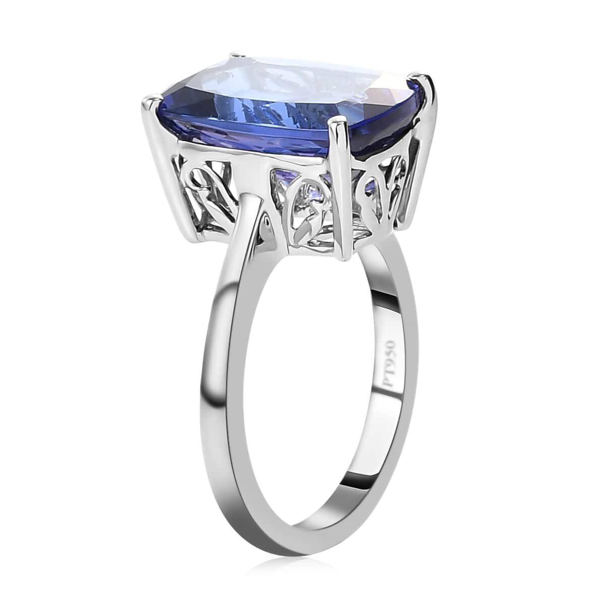 RHAPSODY 950 Platinum AAAA Tanzanite Solitaire Ring (Size 7.0) 6.40 Grams 7.50 ctw image number 3