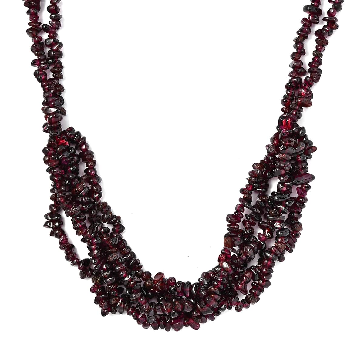 Orissa Rhodolite Garnet Chips Multi Row Necklace 20 Inches in Sterling Silver 441.20 ctw image number 0