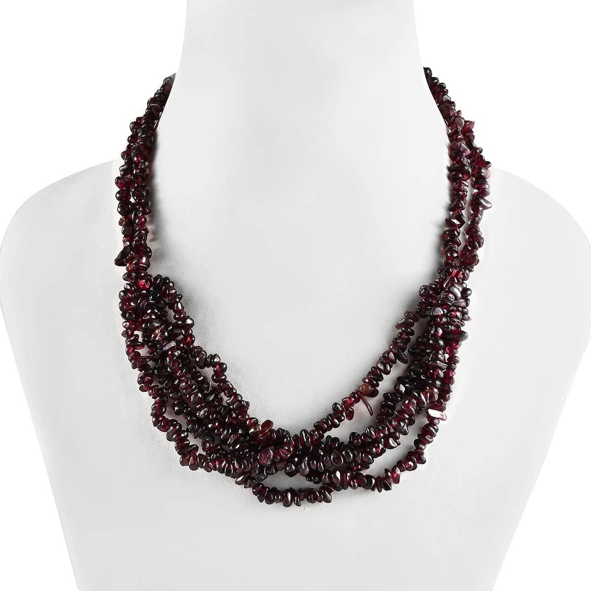 Orissa Rhodolite Garnet Chips Multi Row Necklace 20 Inches in Sterling Silver 441.20 ctw image number 2