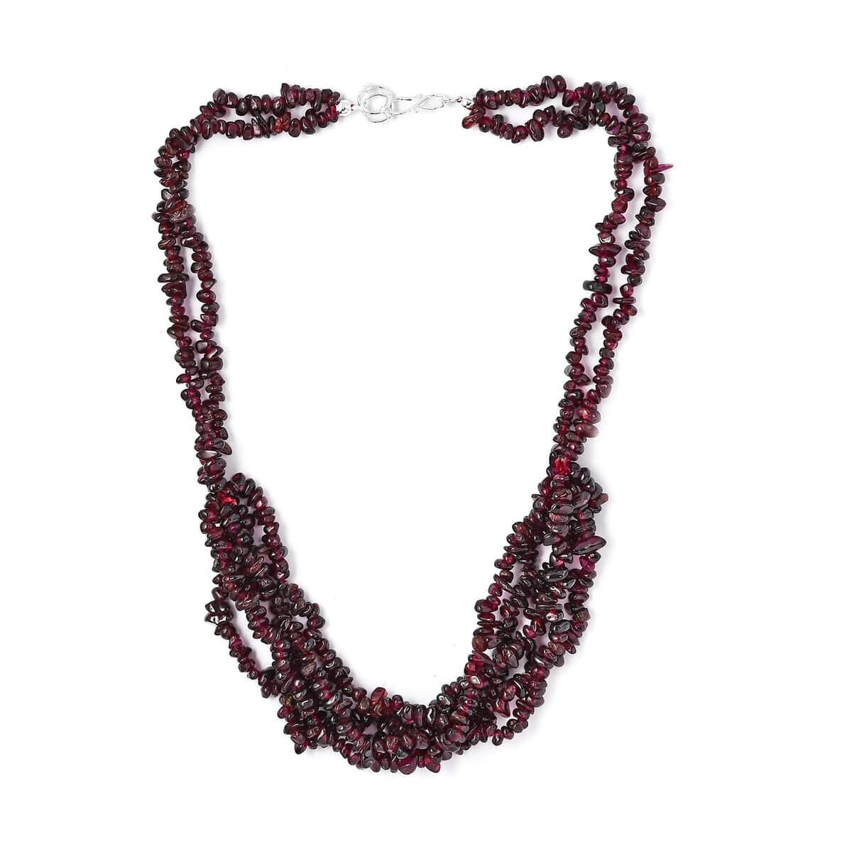 Orissa Rhodolite Garnet Chips Multi Row Necklace 20 Inches in Sterling Silver 441.20 ctw image number 3