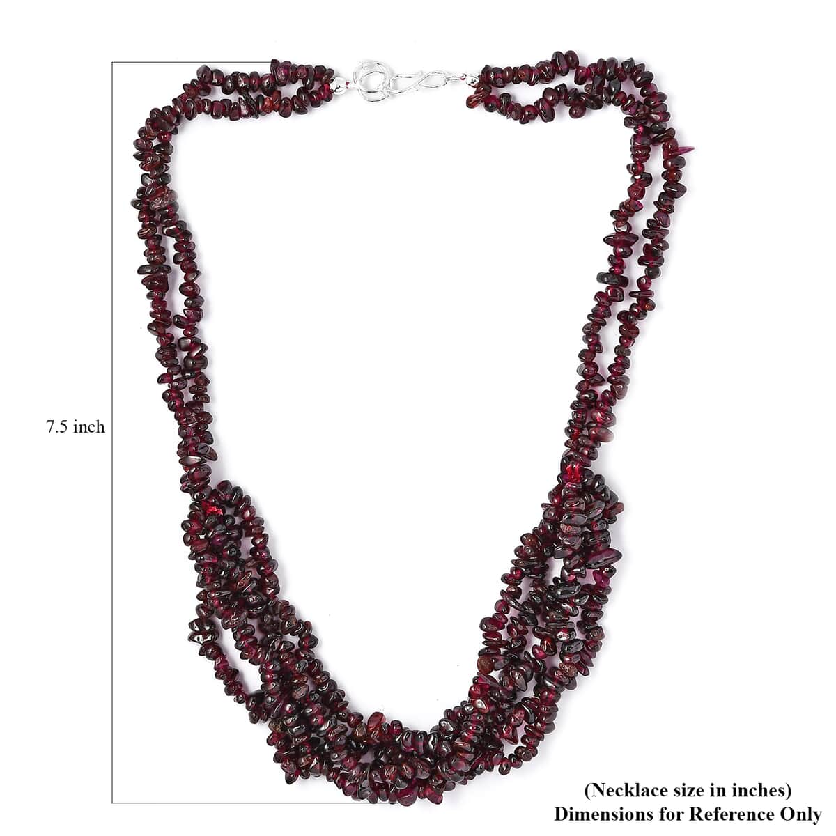 Orissa Rhodolite Garnet Chips Multi Row Necklace 20 Inches in Sterling Silver 441.20 ctw image number 5
