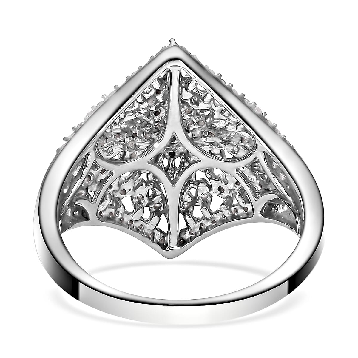 Diamond Floral Ring in Platinum Over Sterling Silver (Size 10.0) 0.50 ctw