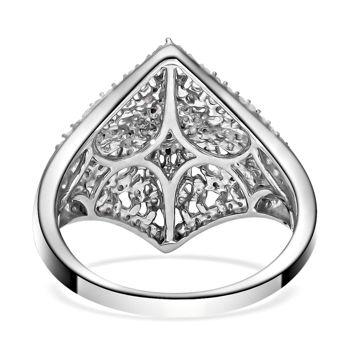 Diamond Floral Ring in Platinum Over Sterling Silver (Size 8.0) 0.50 ctw image number 4