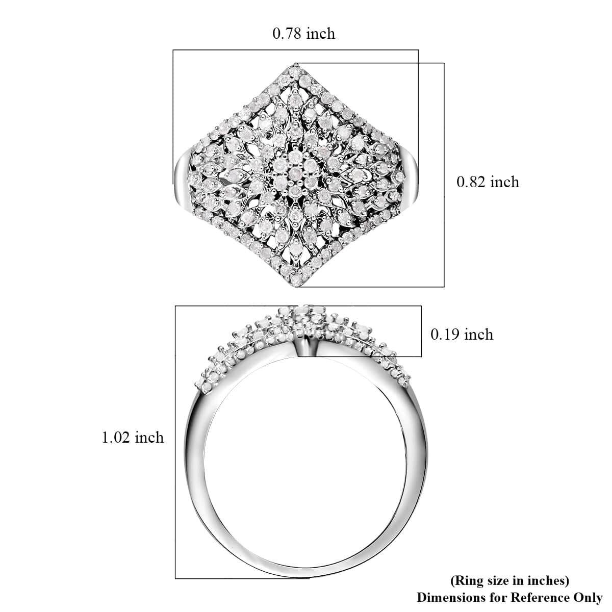 Diamond Floral Ring in Platinum Over Sterling Silver (Size 8.0) 0.50 ctw image number 5