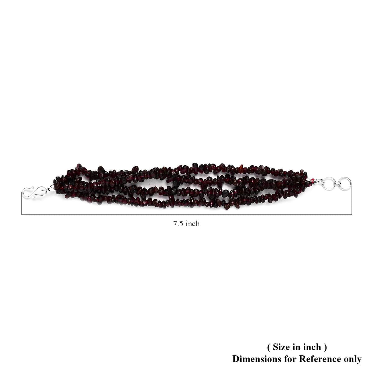Orissa Rhodolite Garnet Chips Multi Row Bracelet in Sterling Silver (7.25 In) 167.30 ctw image number 4