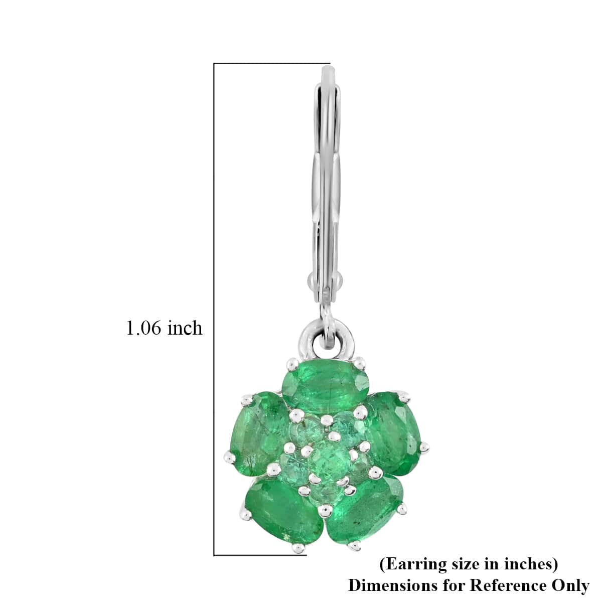 AAA Kagem Emerald Floral Earrings in Rhodium Over Sterling Silver 2.60 ctw image number 4