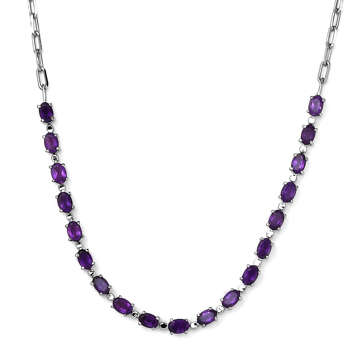 African Amethyst 8.35 ctw Necklace in Platinum Bond and Stainless Steel 18 Inches 