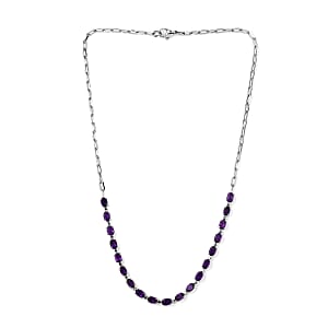 African Amethyst 8.35 ctw Necklace in Platinum Bond and Stainless Steel 18 Inches 
