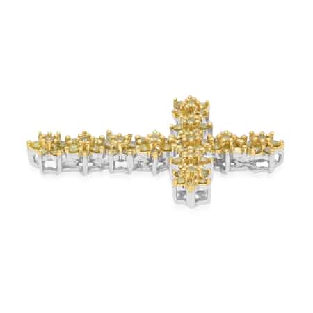 Yellow Diamond Cross Pendant in Rhodium and Platinum Over Sterling Silver 0.50 ctw image number 2