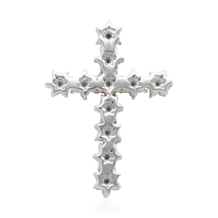 Yellow Diamond Cross Pendant in Rhodium and Platinum Over Sterling Silver 0.50 ctw image number 3