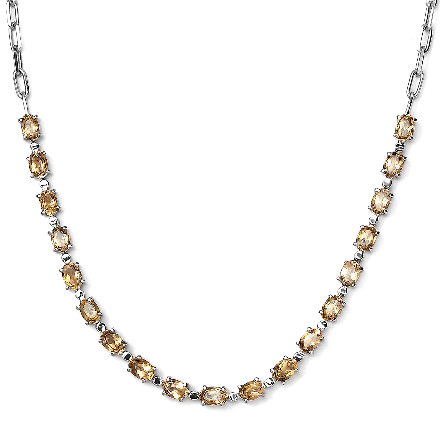 Brazilian Citrine 8.60 ctw Necklace in Platinum Bond and Stainless Steel 18 Inches