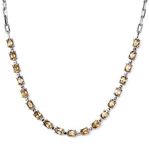 Brazilian Citrine 8.60 ctw Necklace in Platinum Bond and Stainless Steel 18 Inches