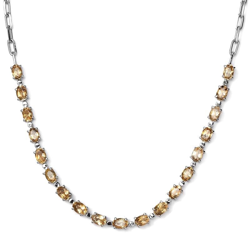 Brazilian Citrine 8.60 ctw Necklace in Platinum Bond and Stainless Steel 18 Inches