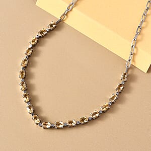 Brazilian Citrine 8.60 ctw Necklace in Platinum Bond and Stainless Steel 18 Inches