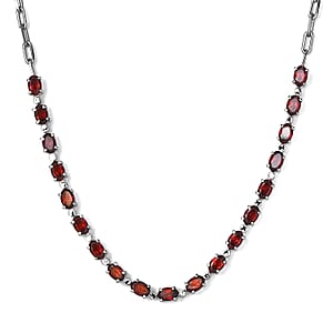 Mozambique Garnet 10.20 ctw Necklace (18 Inches) in Platinum Bond and Stainless Steel