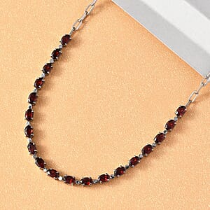 Mozambique Garnet 10.20 ctw Necklace (18 Inches) in Platinum Bond and Stainless Steel