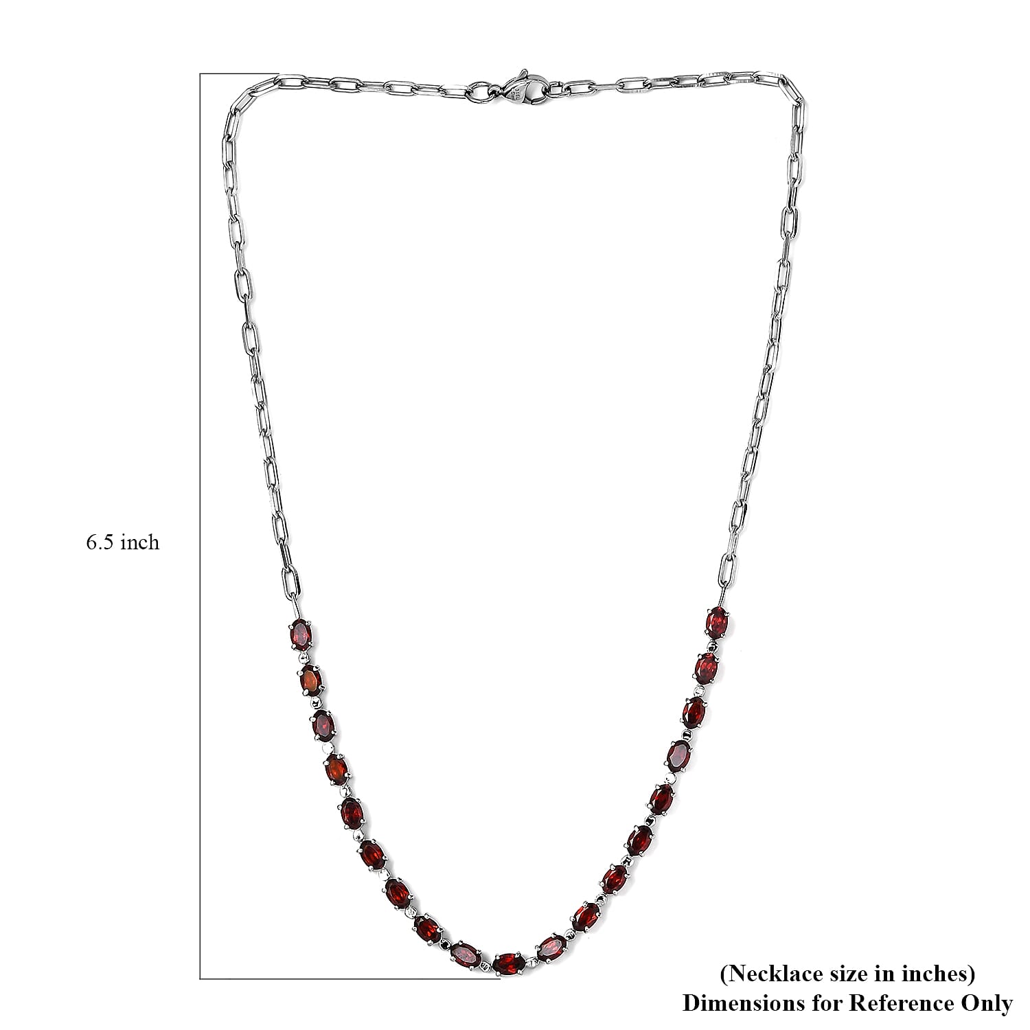 Mozambique Garnet 10.20 ctw Necklace (18 Inches) in Platinum Bond and Stainless Steel