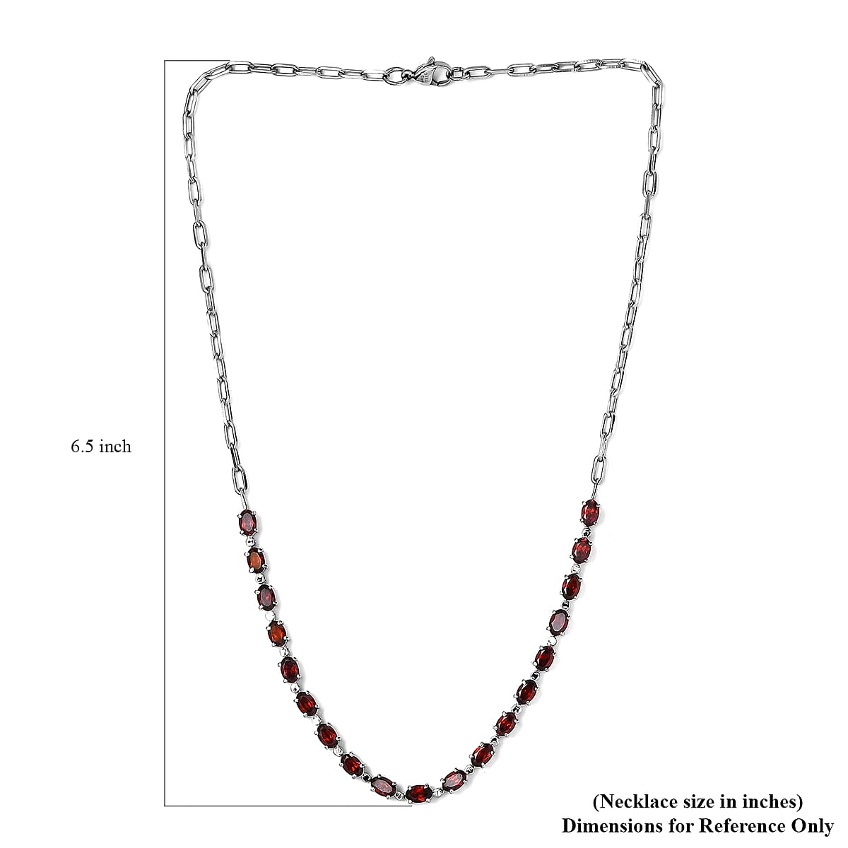Mozambique Garnet 10.20 ctw Necklace (18 Inches) in Platinum Bond and Stainless Steel image number 4