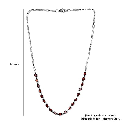 Mozambique Garnet 10.20 ctw Necklace (18 Inches) in Platinum Bond and Stainless Steel
