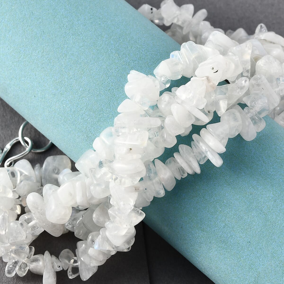 Genuine Rainbow Moonstone Gem Chip Bracelet Sterling Silver Genuine Rainbow Moonstone Gem Chip Bracelet Sterling Silver