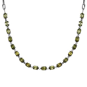 Hebei Peridot 9.50 ctw Necklace in Platinum Bond and Stainless Steel 18 Inches