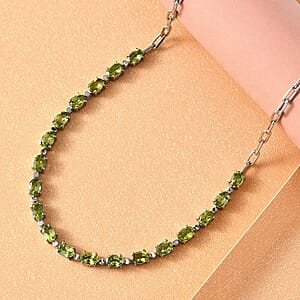 Hebei Peridot 9.50 ctw Necklace in Platinum Bond and Stainless Steel 18 Inches