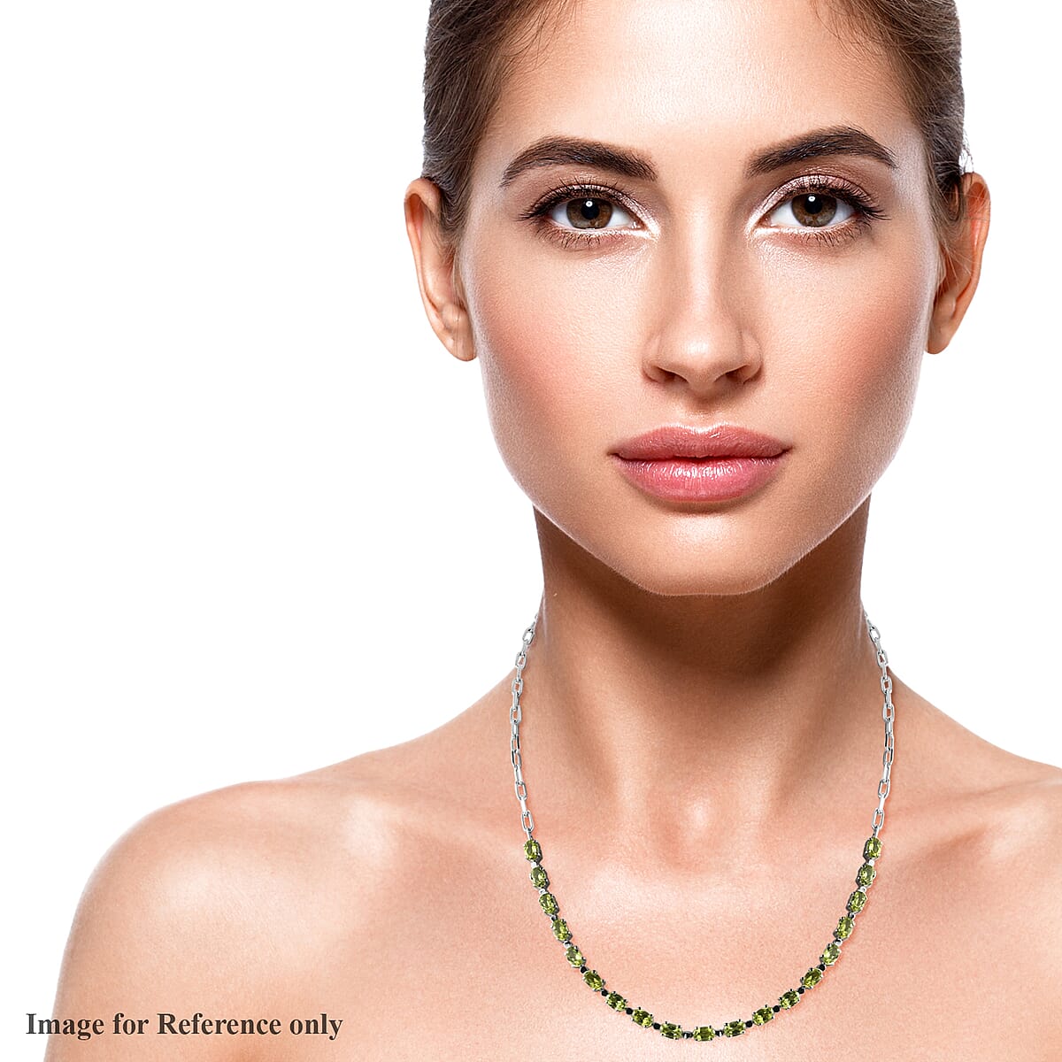 Hebei Peridot 9.50 ctw Necklace in Platinum Bond and Stainless Steel 18 Inches image number 2