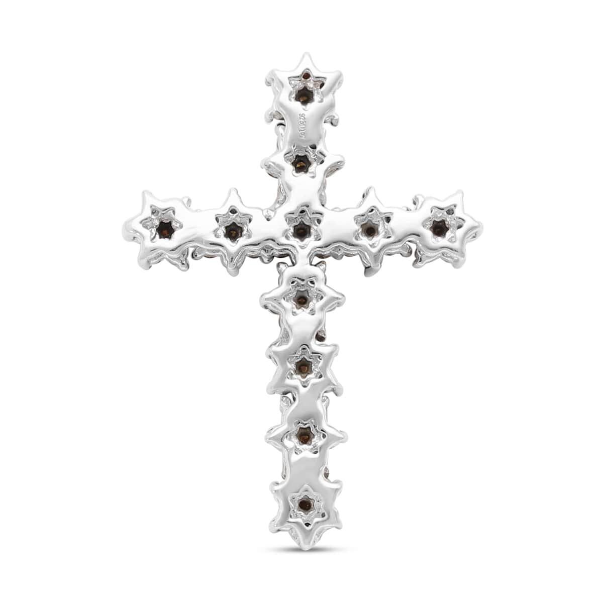 Red Diamond Cross Pendant in Rhodium and Platinum Over Sterling Silver 0.50 ctw image number 3