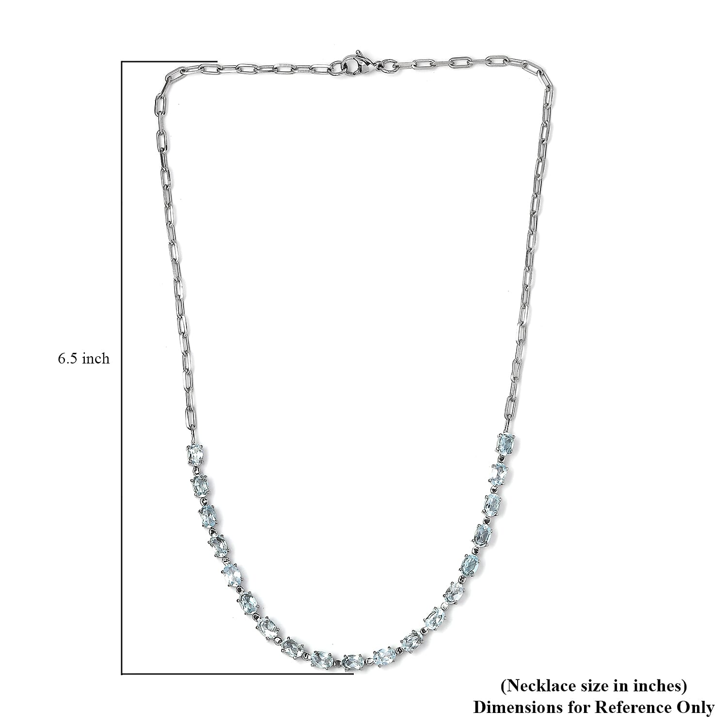 Sky Blue Topaz 10.10 ctw Paper Clip Chain Necklace in Platinum Bond and Stainless Steel 18 Inches 