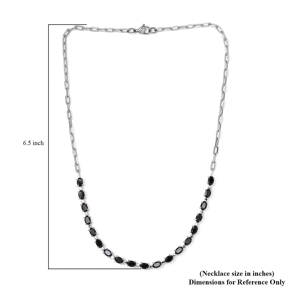 Thai Black Spinel 11.10 ctw Necklace in Platinum Bond and Stainless Steel 18 Inches  image number 5