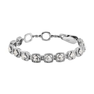 White Crystal Bracelet in Stainless Steel (7.25 In)