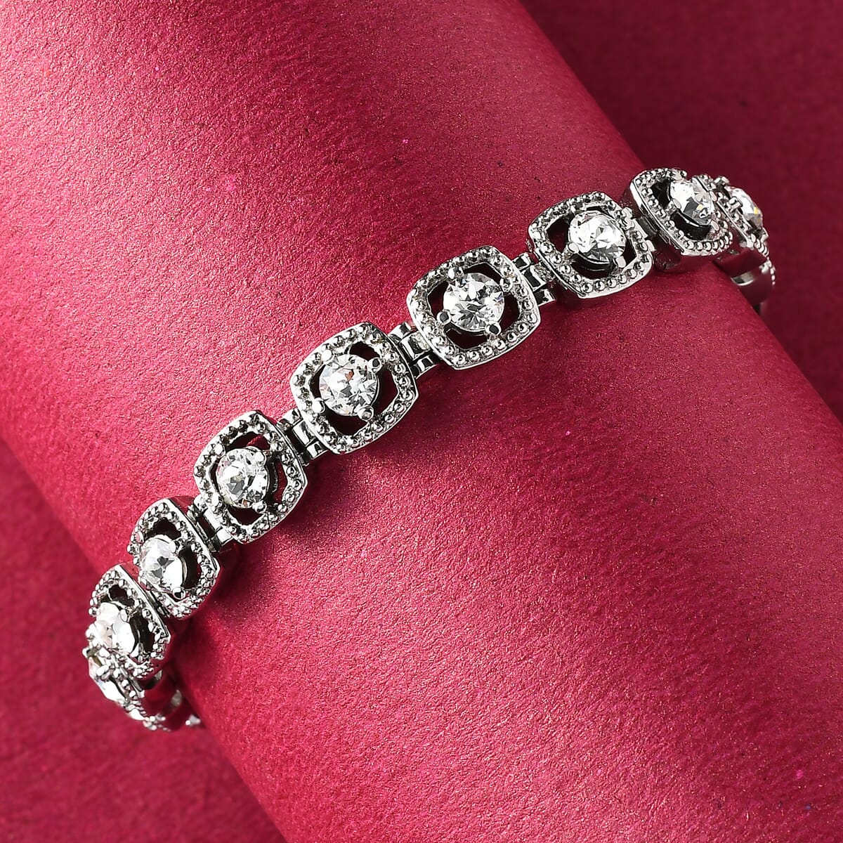 White Crystal Bracelet in Stainless Steel (7.25 In) image number 1