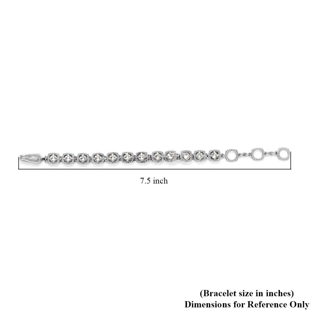 White Crystal Bracelet in Stainless Steel (7.25 In) image number 4