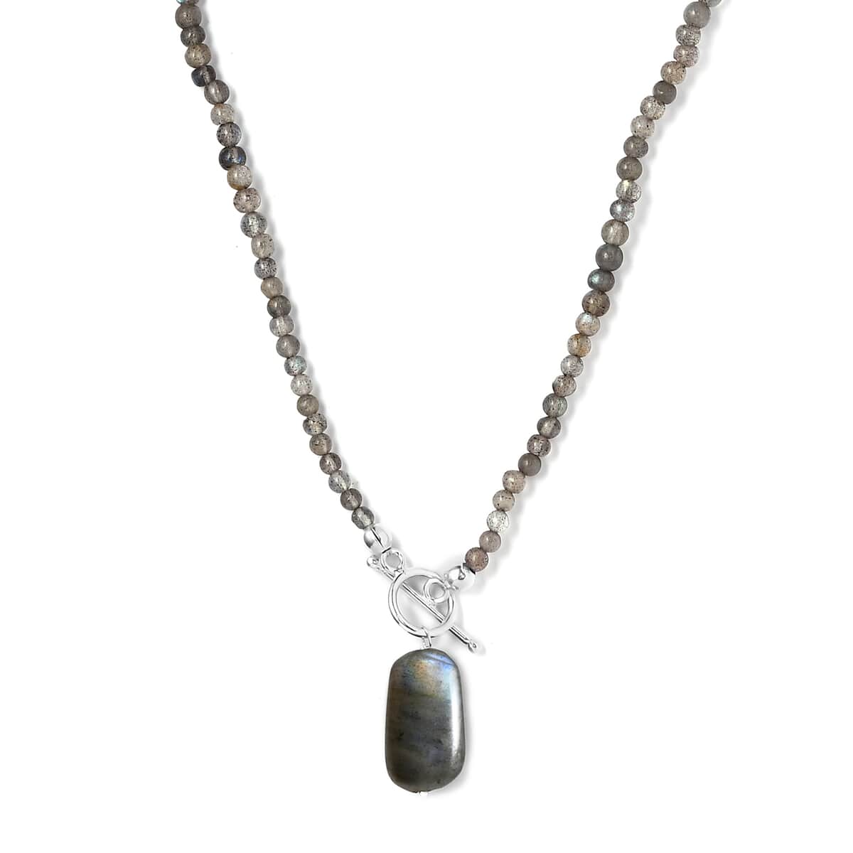 Malagasy Labradorite Beaded Necklace 20 Inches in Sterling Silver 51.30 ctw image number 0