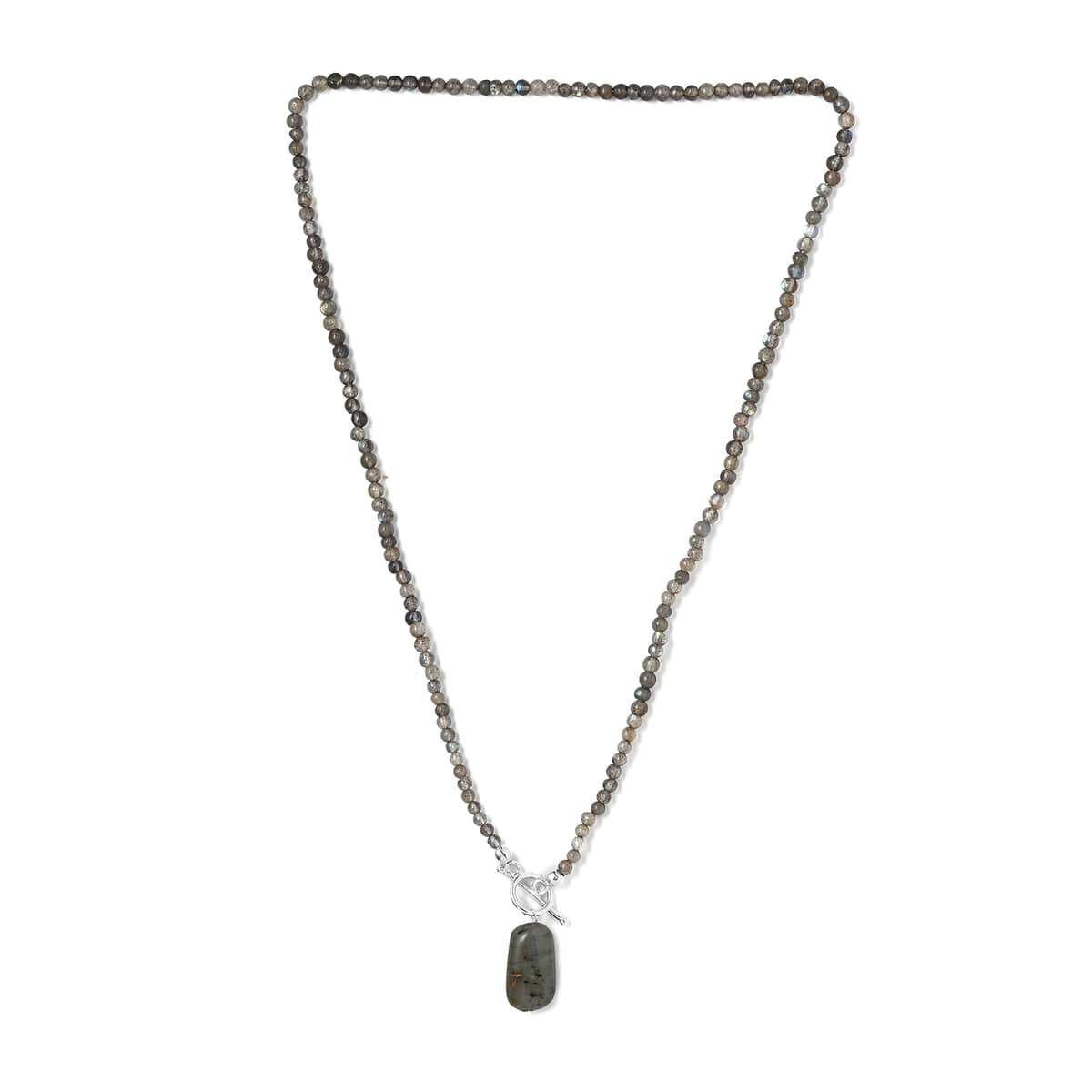 Malagasy Labradorite Beaded Necklace 20 Inches in Sterling Silver 51.30 ctw image number 3