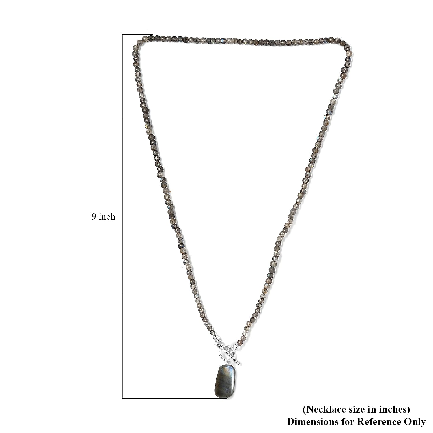 Malagasy Labradorite Beaded Necklace 20 Inches in Sterling Silver 51.30 ctw