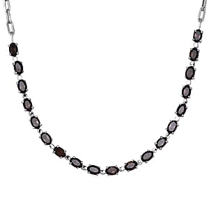 Brazilian Smoky Quartz 7.60 ctw Necklace in Platinum Bond and Stainless Steel 18 Inches 